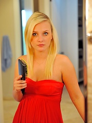 Whitney plays with her brush