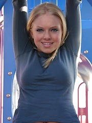 Skye Model shows off her tight teen body while playing around at the neighborhood playground